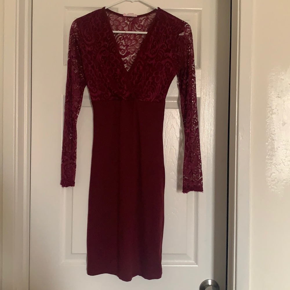 Red lace dress